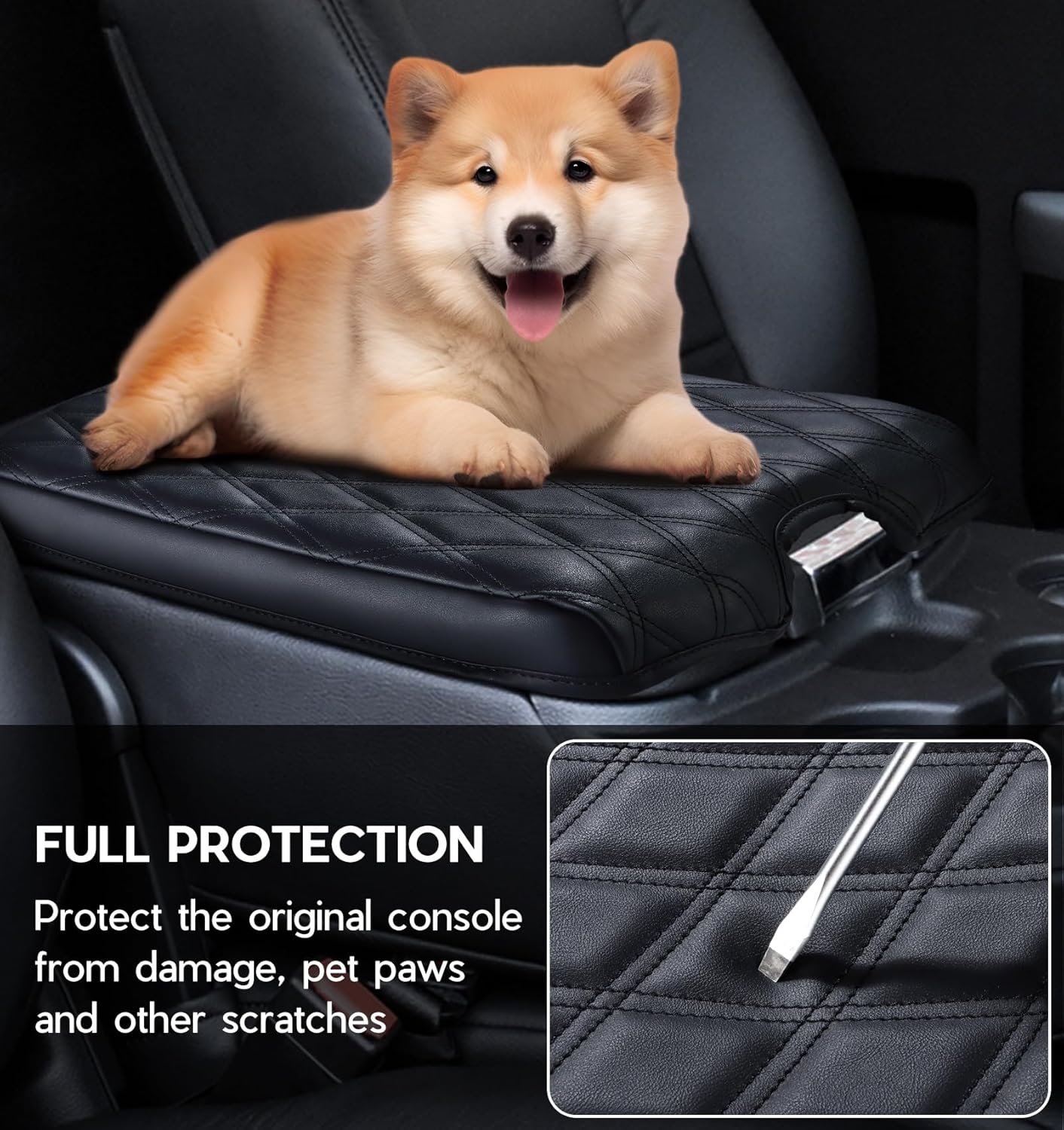 DIAMOOKY PU Leather Center Console Cover