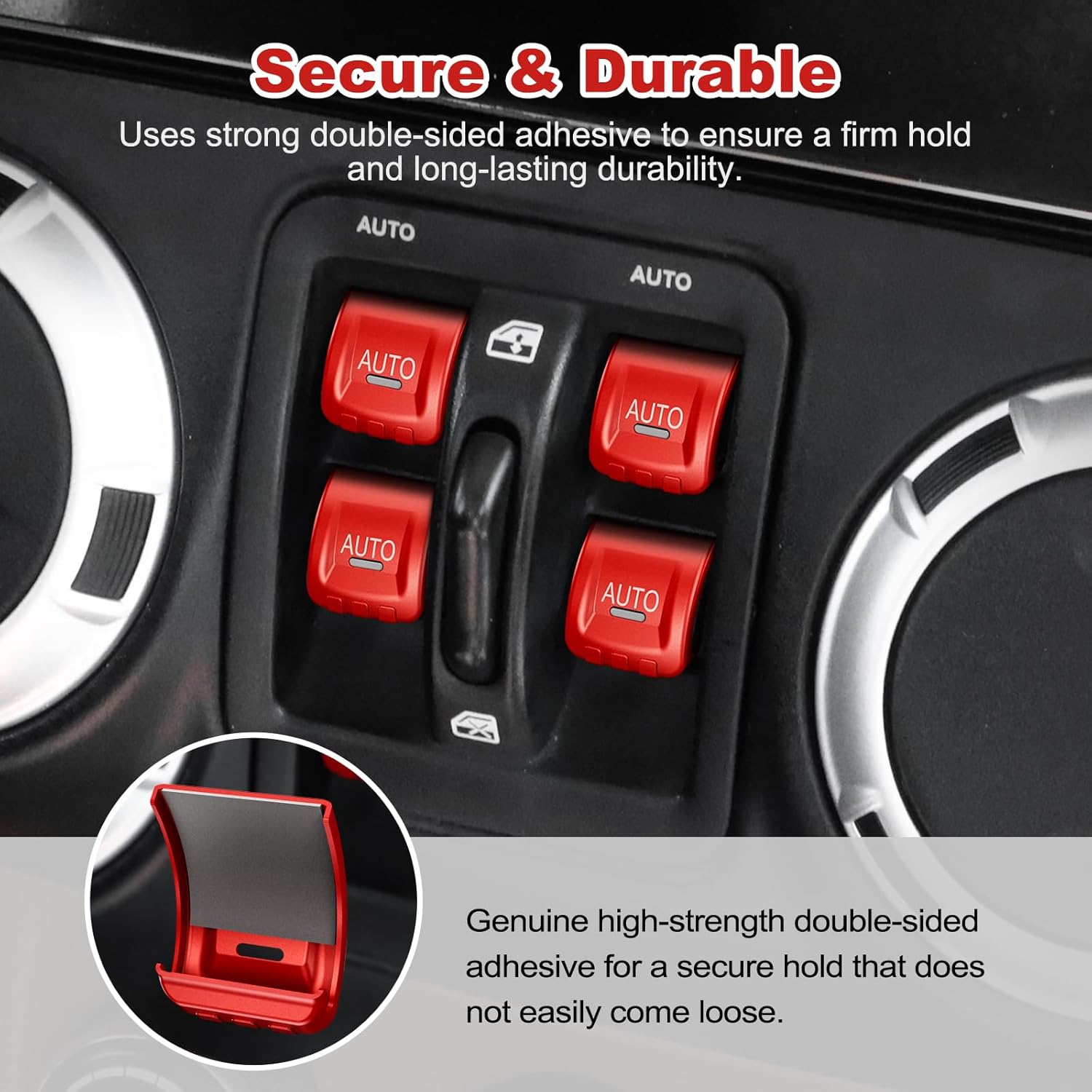 JK Metal Window Switch Covers - Red installation