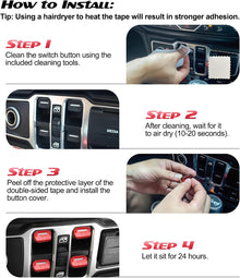 DIAMOOKY 4PCS Upgraded Window Switch Button Cover Compatible with Jeep Wrangler JL JLU 2018-2026 and Gladiator JT 2020 2021 2022 2023 2024 2025 2026 Wrangler 4xe Interior Accessories(Bright Red) - image 7