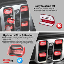 DIAMOOKY 4PCS Upgraded Window Switch Button Cover Compatible with Jeep Wrangler JL JLU 2018-2026 and Gladiator JT 2020 2021 2022 2023 2024 2025 2026 Wrangler 4xe Interior Accessories(Bright Red) - image 5