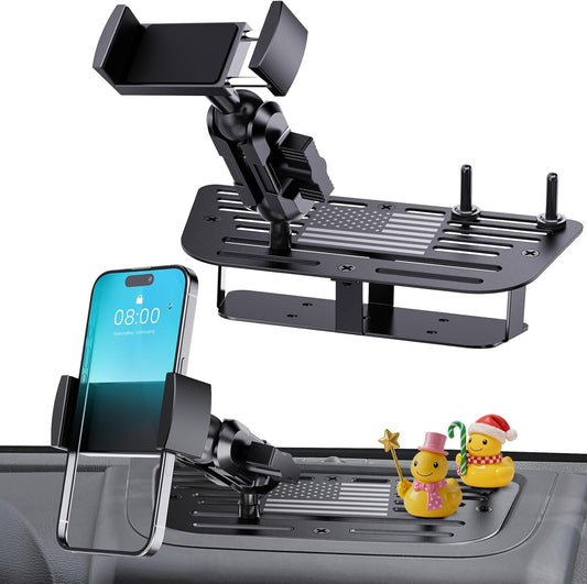 DIAMOOKY Upgraded Metal Phone Mount Compatible with Jeep Wrangler JK JKU 2018 2017 2016 2015 2014 2013 2012 2011 Accessories, Dash Phone Holder with Duck Mounts System Kit - image 1