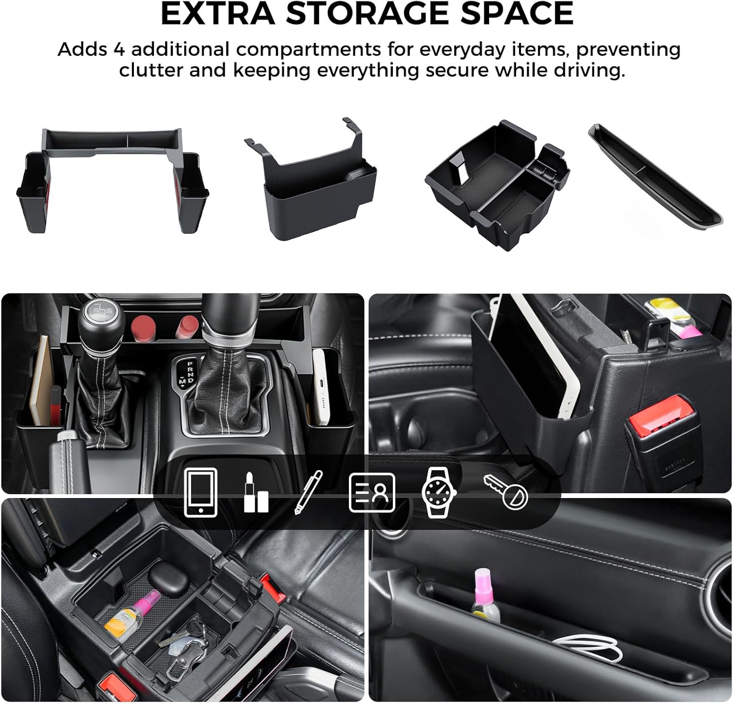 4PCS Center Console Organizer installation