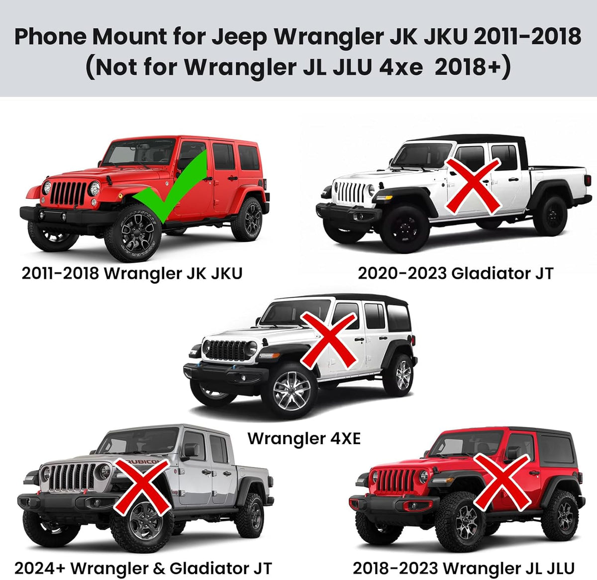 DIAMOOKY Upgraded Metal Phone Mount Compatible with Jeep Wrangler JK JKU 2018 2017 2016 2015 2014 2013 2012 2011 Accessories, Dash Phone Holder with Duck Mounts System Kit - image 8