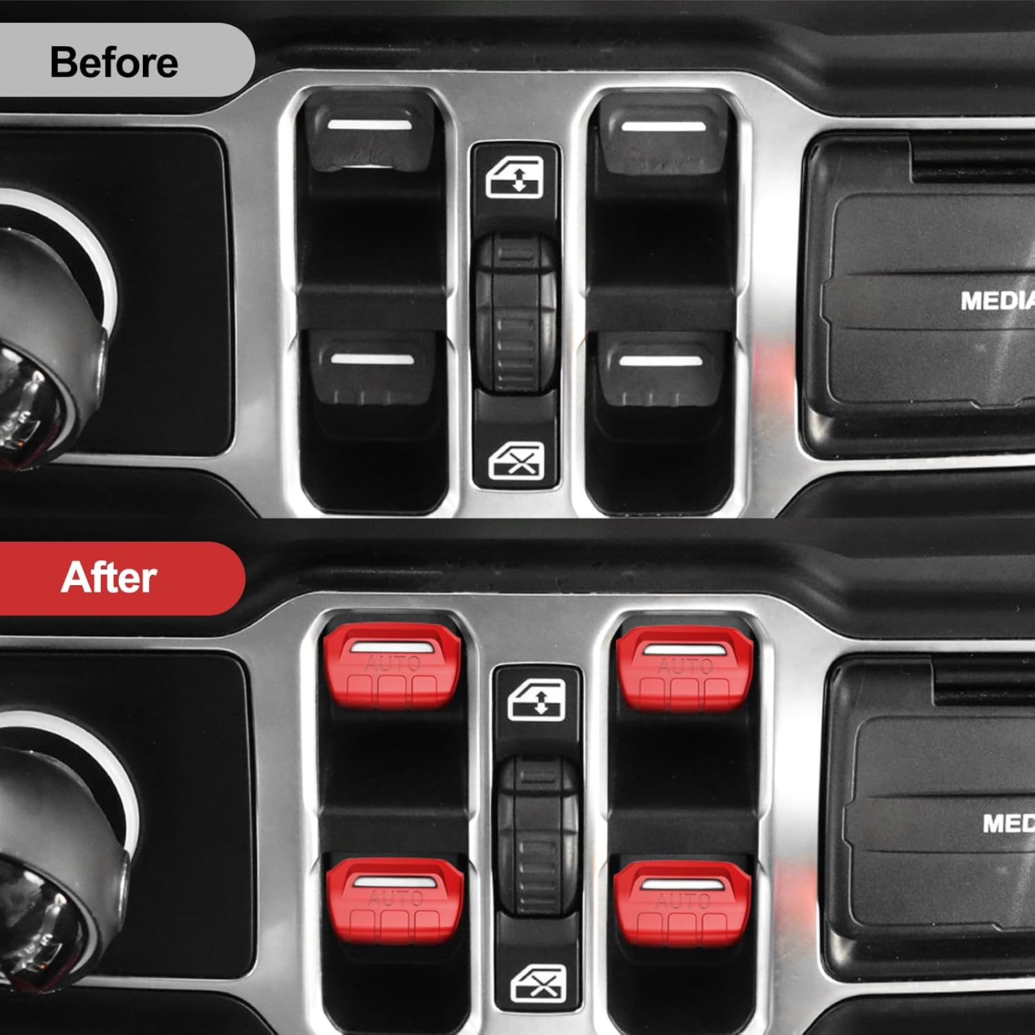 4PCS Window Switch Covers - Bright Red detail
