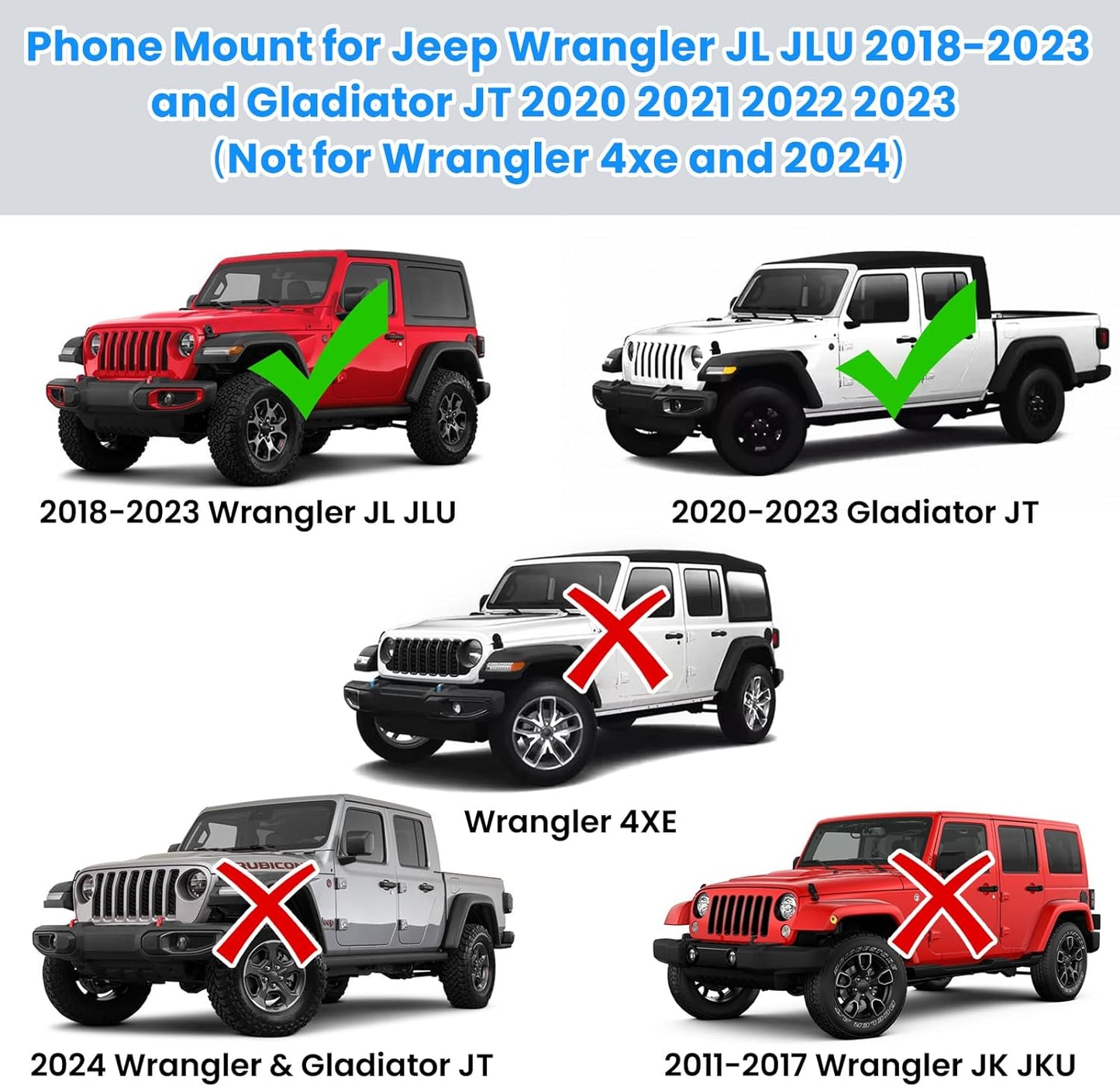 DIAMOOKY Upgraded Metal Phone Mount for Jeep Wrangler JL JLU 2018-2023 and Gladiator JT 2020 2021 2022 2023 Phone Holder Dash Mount System Kit Dashboard Accessories Driver Side (Not for 4xe) - image 5