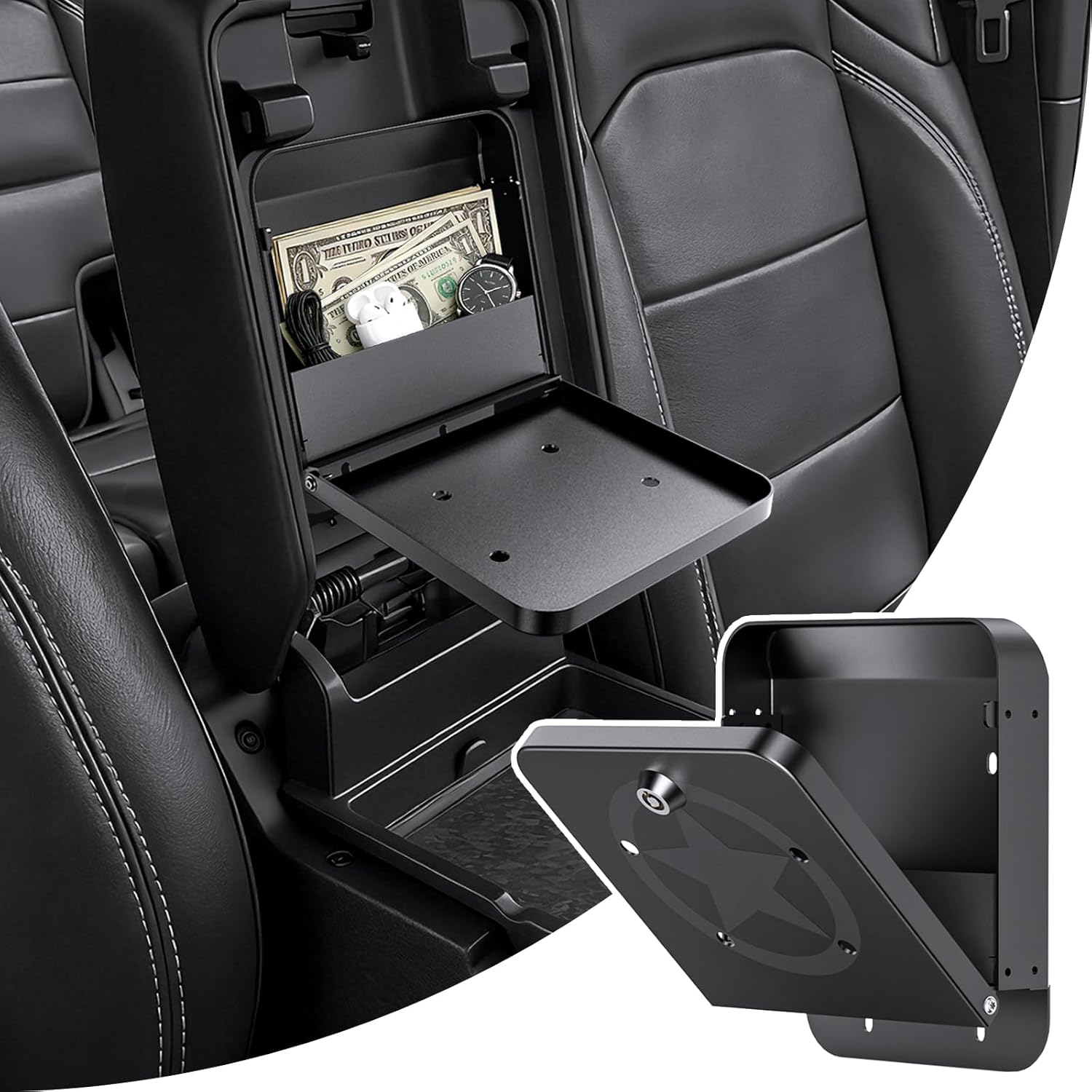 DIAMOOKY Metal Center Console Hidden Organizer for Jeep Wrangler JL JLU 2018-2026 & Gladiator JT 2020 2021 2022 2023 2024 2025 2026 Accessories Armrest Hidden Center Console Storage Box W/Keys, Star - image 1
