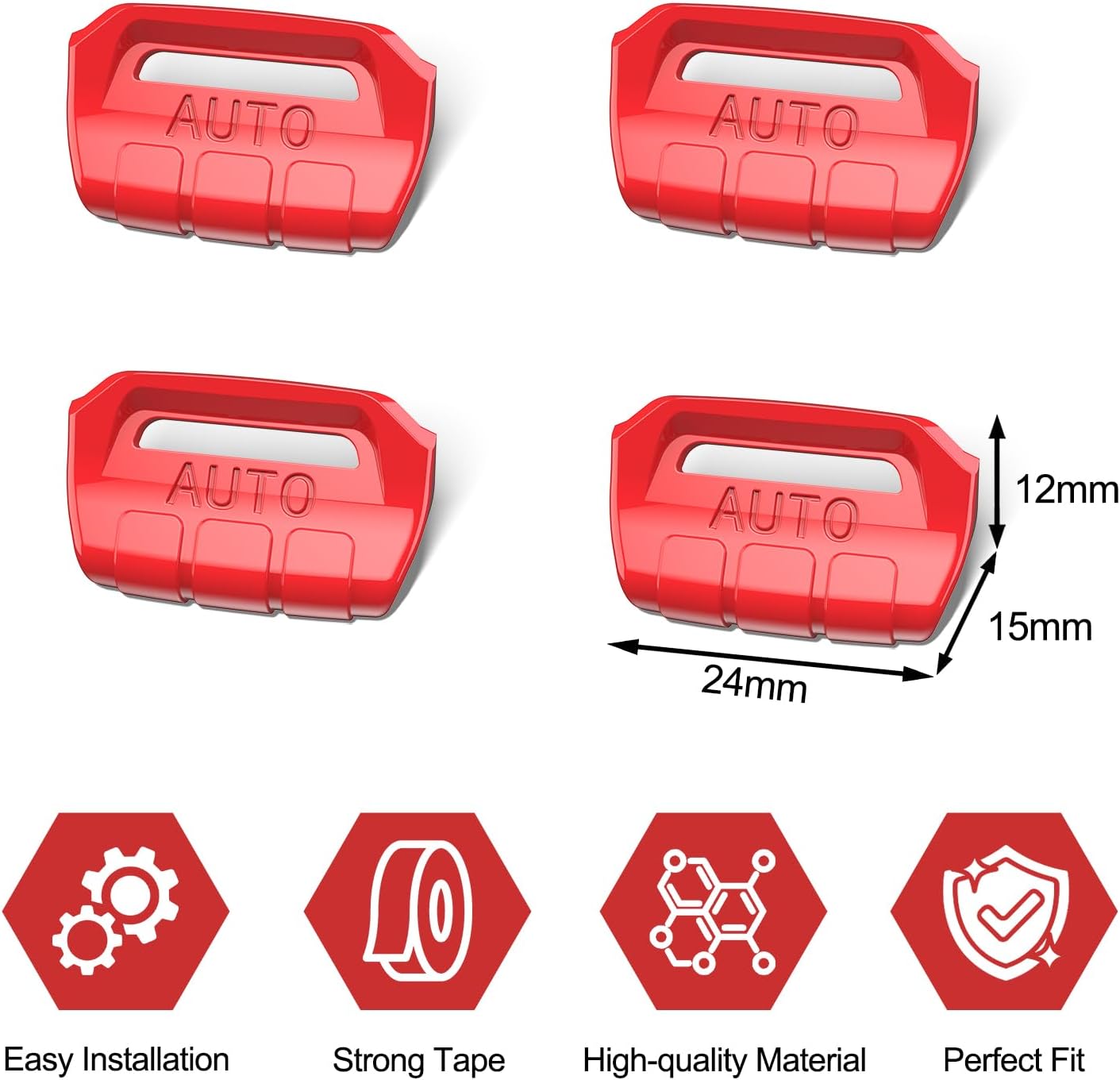 DIAMOOKY 4PCS Upgraded Window Switch Button Cover Compatible with Jeep Wrangler JL JLU 2018-2026 and Gladiator JT 2020 2021 2022 2023 2024 2025 2026 Wrangler 4xe Interior Accessories(Bright Red) - image 6
