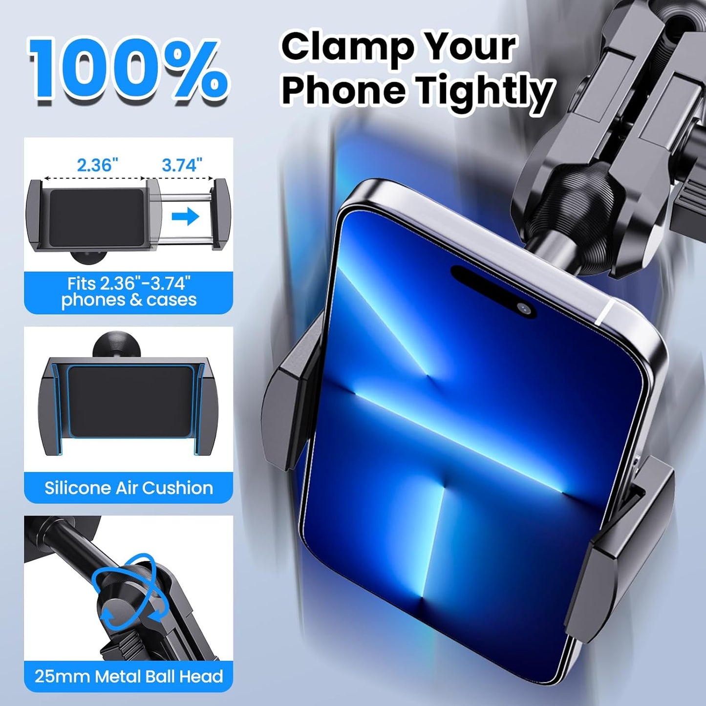 DIAMOOKY Upgraded Metal Phone Mount Compatible with Jeep Wrangler JK JKU 2018 2017 2016 2015 2014 2013 2012 2011 Accessories, Dash Phone Holder with Duck Mounts System Kit - image 6