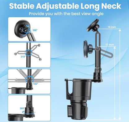 DIAMOOKY Magnetic Phone Car Holders for Magsafe Wireless Car Mount Charger 15W Cell Phone Stand with Adjustable Height for iPhone 12-16 Series