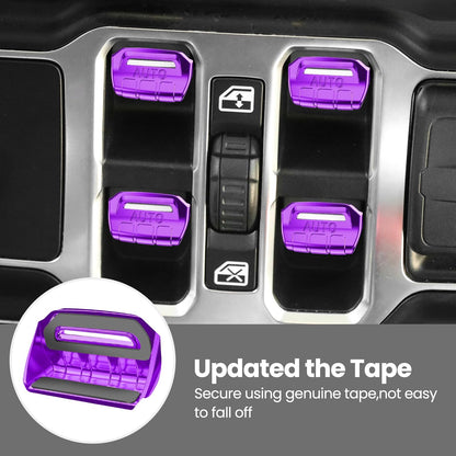 DIAMOOKY Jeep Wrangler & Gladiator Accessories Metal Button Knob Cover, Window Switch Button Cover Volume Radio Air Conditioner Headlight Switch Knob Cover,8PCS,Purple