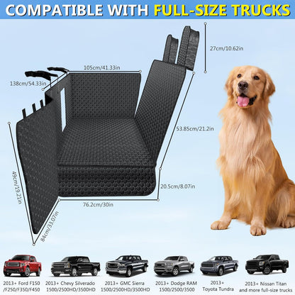 DIAMOOKY Truck Back Seat Cover for Dogs with Car Door Protector, Truck Back Seat Extender Dog Hammock for F150/Silverado 1500/GMC Sierra 1500/RAM 1500/Titan, Holds 420lbs