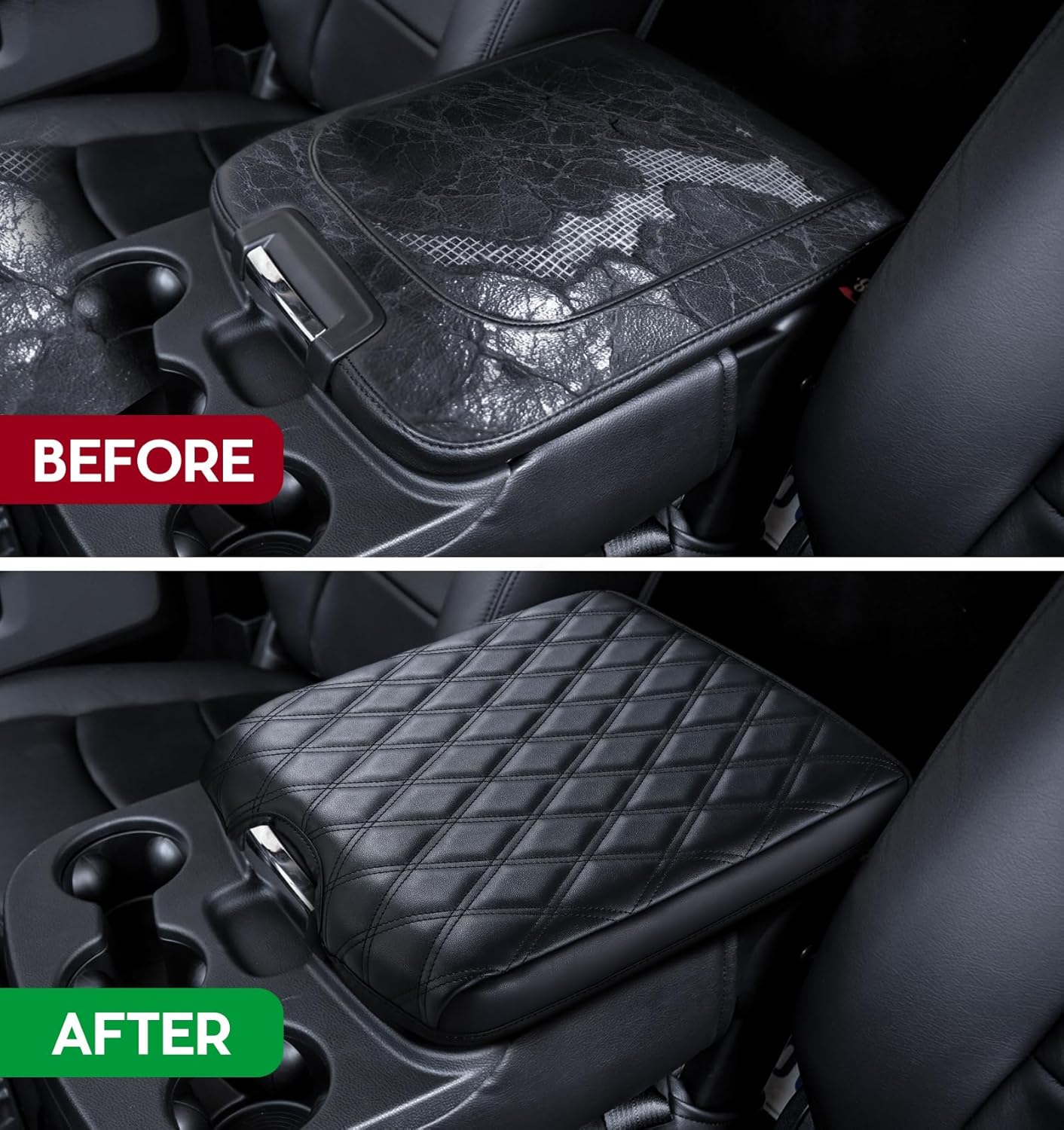 DIAMOOKY PU Leather Center Console Cover