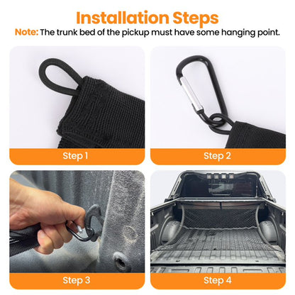 Diamooky 7ft x 7ft Truck Bed Cargo Net – Heavy-Duty Single-Layer Mesh with 8 Hooks, Universal Fit