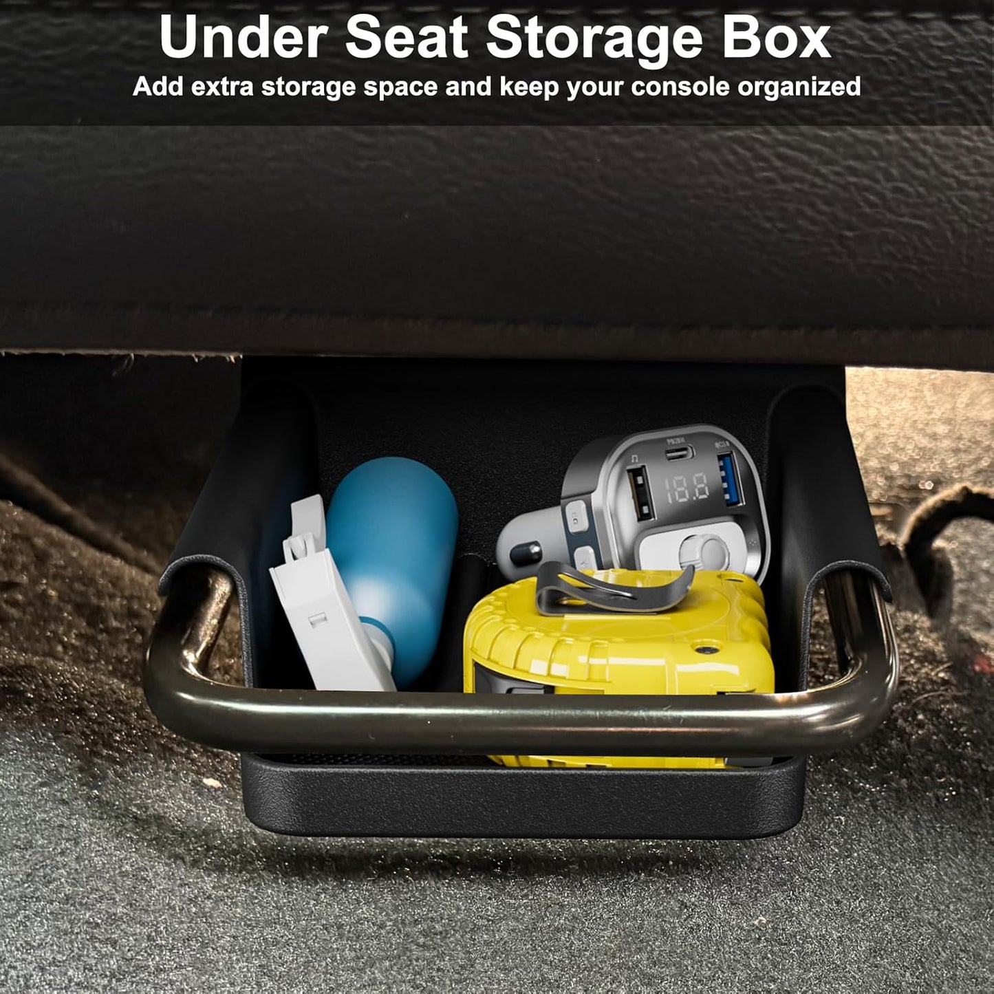 DIAMOOKY 3PCS Front Under Seat Storage Organizer for Jeep Wrangler JL JLU 2018-2026 & Gladiator JT 2020-2023 2024 2025 2026 Accessories Hidden Center Console Organizer Cup Holder (Not for Power Seat) - image 5