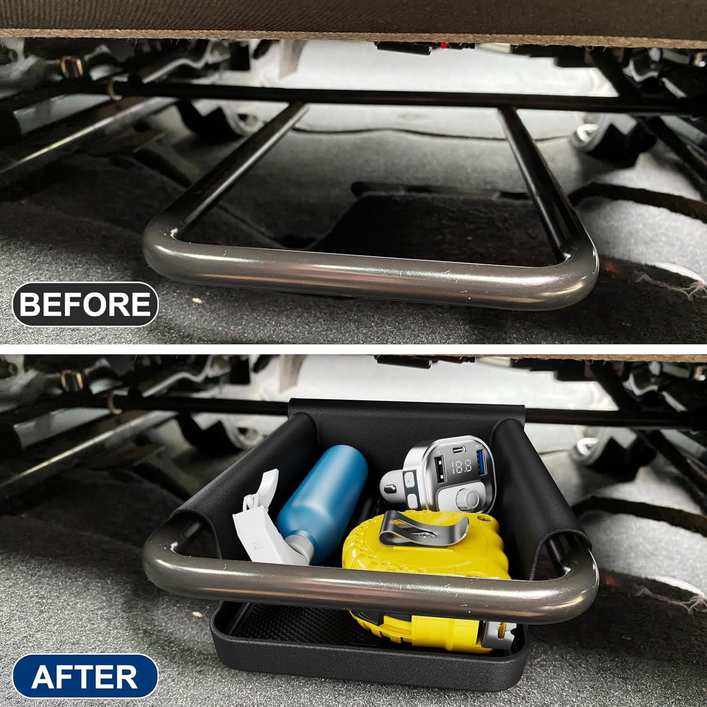 DIAMOOKY Front Under Seat Storage Organizer for Jeep Wrangler JL JLU 2018-2026 & Gladiator JT 2020 2021 2022 2023 2024 2025 2026 Accessories Hidden Center Console Organizer, 2PCS (Not for Power Seat) - image 6