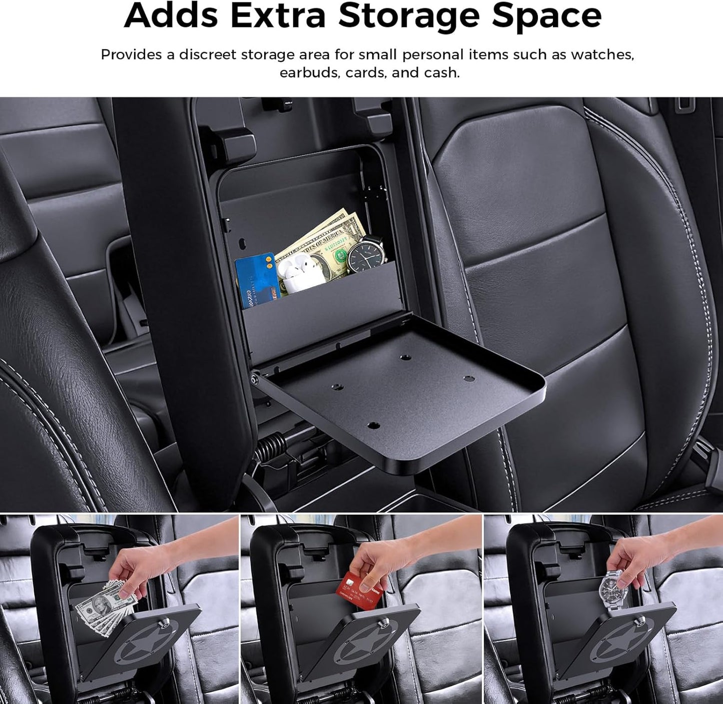 DIAMOOKY Metal Center Console Hidden Organizer for Jeep Wrangler JL JLU 2018-2026 & Gladiator JT 2020 2021 2022 2023 2024 2025 2026 Accessories Armrest Hidden Center Console Storage Box W/Keys, Star - image 2