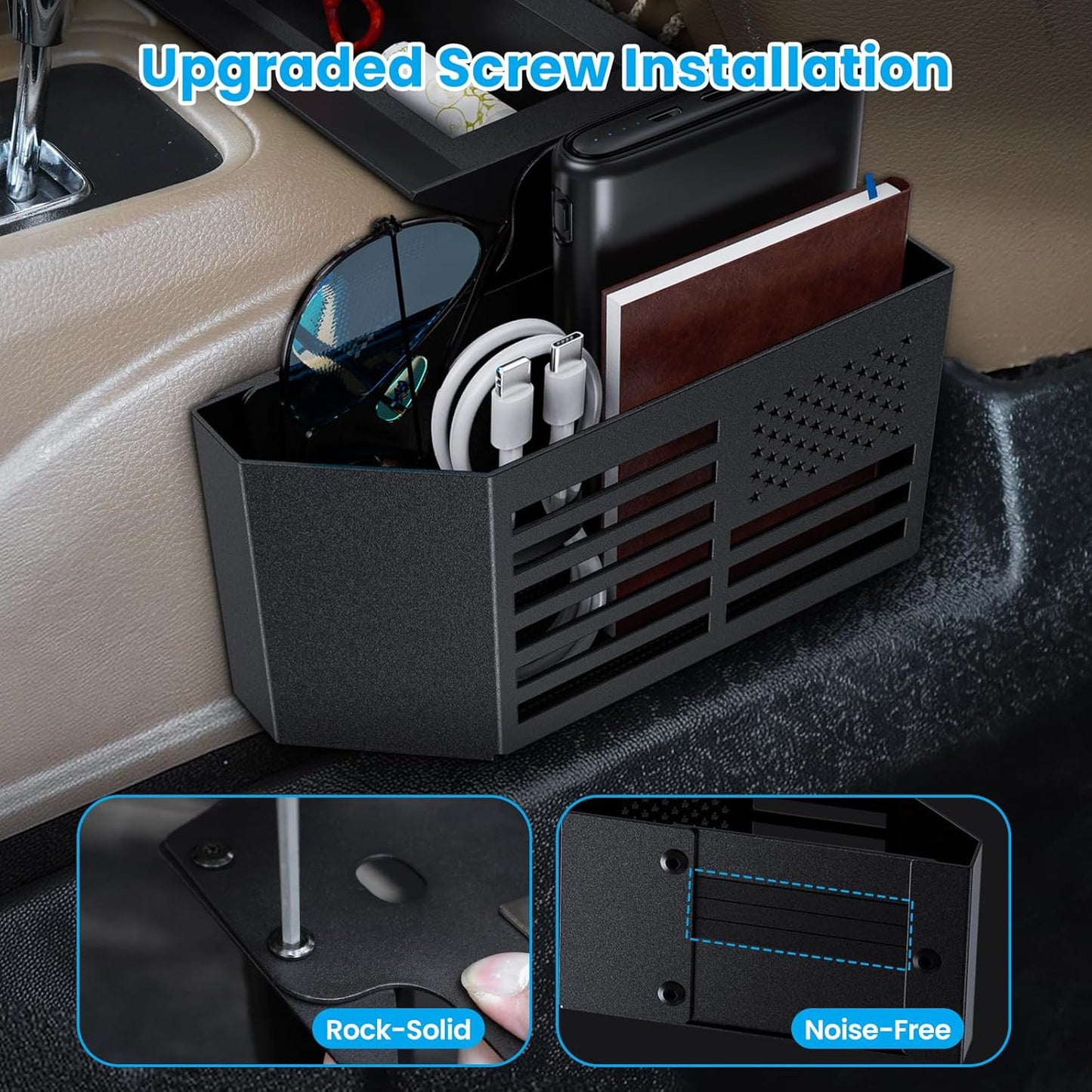 DIAMOOKY Upgraded Metal Magnetic Center Console Organizer for Jeep Wrangler JK JKU 2018 2017 2016 2015 2014 2013 2012 2011 Accessories, Gear Shift Side Storage Box Tray, Integrated (Not for JL/JLU) - image 3