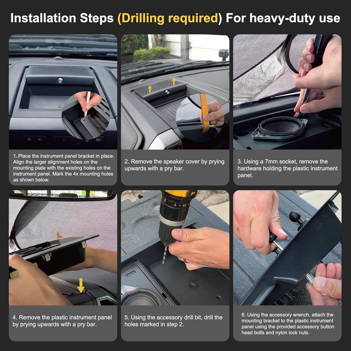 DIAMOOKY Dash Mount Phone Holder Metal Cellphone Mounting Bracket Stand Compatible with 2015-2020 F150 & 2017-2022 F250 & F350 & 2018-2021 Expedition