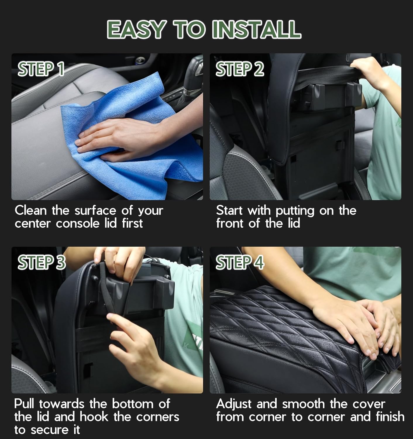 DIAMOOKY Center Console Cover Armrest Cover Compatible with Ford F150 2015-2020, F250 F350 F450 2017-2022, Expedition 2018-2024, PU Leather Arm Rest Covering for Car,Truck Interior Accessories