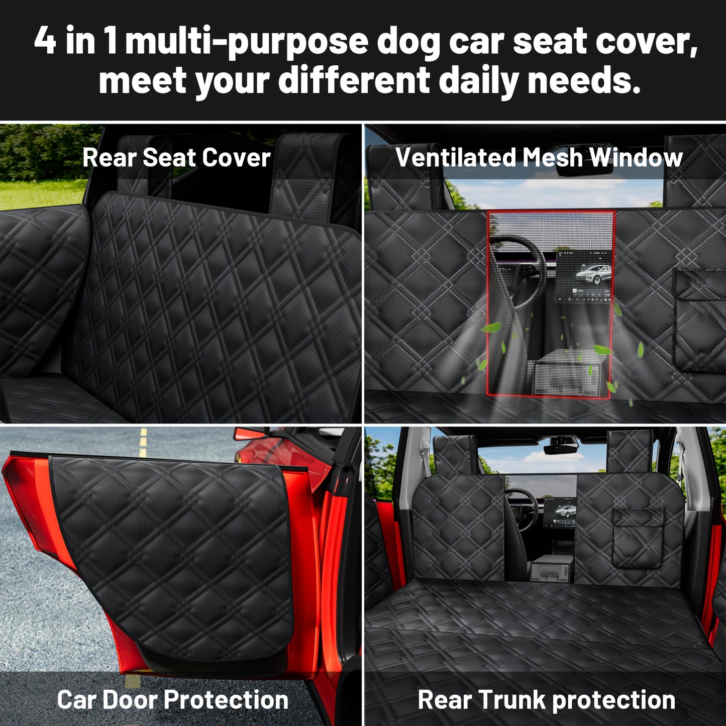 DIAMOOKY Dog Car Seat Cover for Tesla Model Y/3, Dog Hammock Car Seat Extender For Suv with Headrest Door Protector