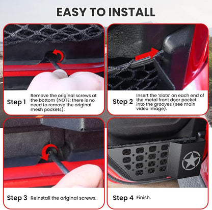 DIAMOOKY Rear Door Pocket Storage Box for Jeep Wrangler JL JLU 4XE 2018-2025 & Gladiator JT 2020-2022 2023 2024 2025, 2PCS - Rear Door Star