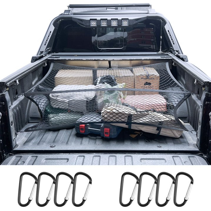 Diamooky 7ft x 7ft Truck Bed Cargo Net – Heavy-Duty Single-Layer Mesh with 8 Hooks, Universal Fit