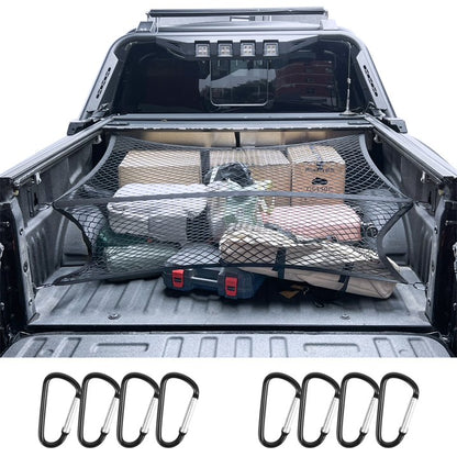 Diamooky 7ft x 7ft Truck Bed Cargo Net – Heavy-Duty Single-Layer Mesh with 8 Hooks, Universal Fit