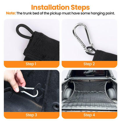 Diamooky 7ft x 7ft Truck Bed Cargo Net – Heavy-Duty Double-Layer Mesh with 8 Hooks, Universal Fit