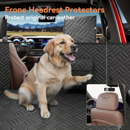 DIAMOOKY Dog Car Seat Cover Protector for Doors,Rear Seats & Front Headrests, Waterproof Heavy Duty Backseat Extender Fits Sedan SUV & Small Truck