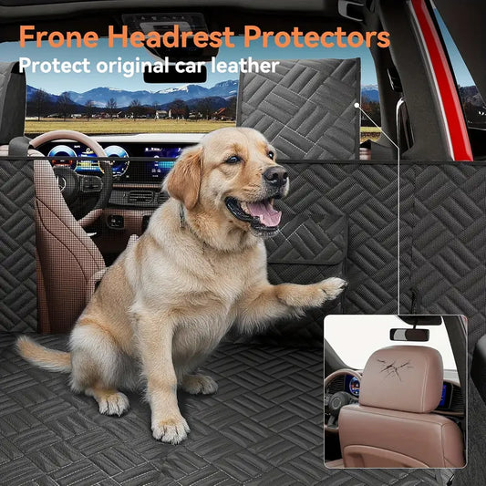 DIAMOOKY Dog Car Seat Cover Protector for Doors,Rear Seats & Front Headrests, Waterproof Heavy Duty Backseat Extender Fits Sedan SUV & Small Truck