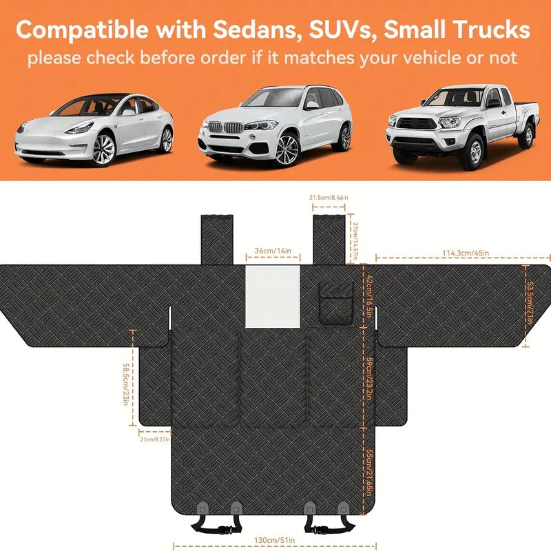 DIAMOOKY Dog Car Seat Cover Protector for Doors,Rear Seats & Front Headrests, Waterproof Heavy Duty Backseat Extender Fits Sedan SUV & Small Truck
