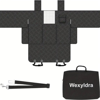 DIAMOOKY Dog Car Seat Cover Protector for Doors,Rear Seats & Front Headrests, Waterproof Heavy Duty Backseat Extender Fits Sedan SUV & Small Truck