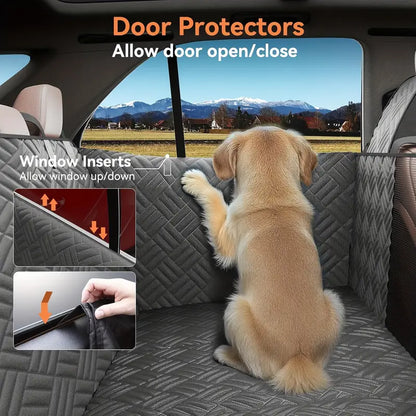 DIAMOOKY Dog Car Seat Cover Protector for Doors,Rear Seats & Front Headrests, Waterproof Heavy Duty Backseat Extender Fits Sedan SUV & Small Truck