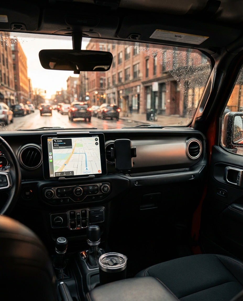 Commute-ready Jeep interior organization